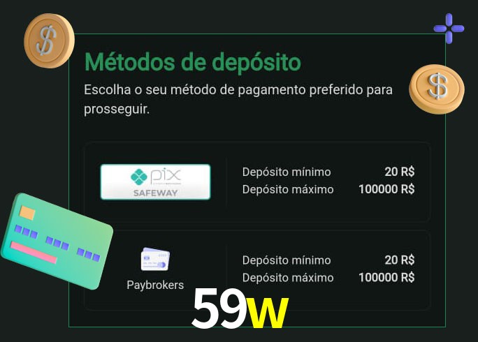 O cassino 59w oferece uma grande variedade de métodos de pagamento